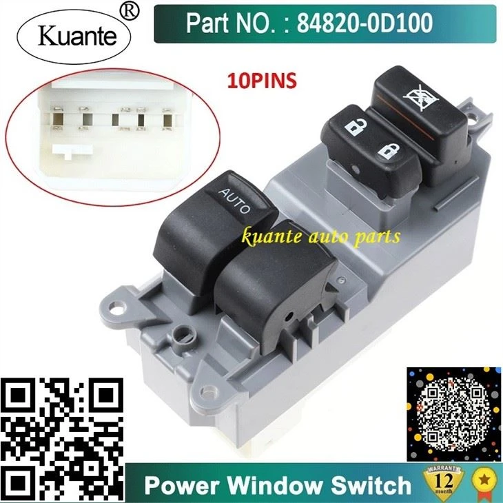 Hoofdschakelaar elektrische raambediening 84820-0D100 848200D100 Geschikt voor 2005-2011 Toyota Yaris